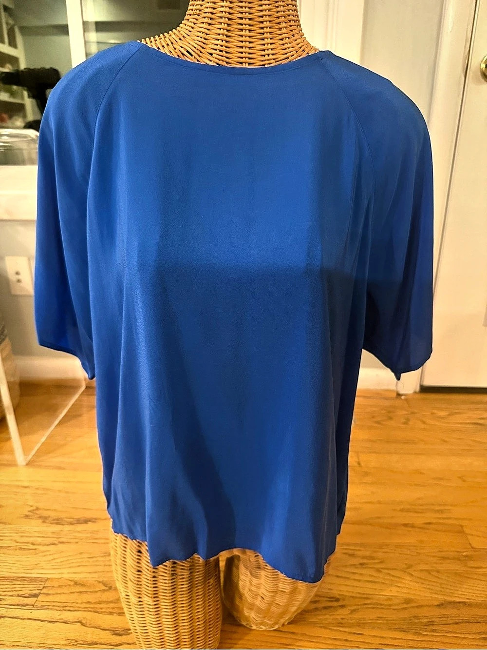 Vintage 90s Signatures 100% Silk Cobalt Blue Blouse NWT Deadstock L